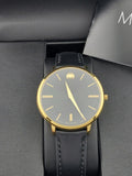 Movado Ultra Slim Black Dial Black Leather Strap Watch For Women - 0607091 Buy Now By Movado