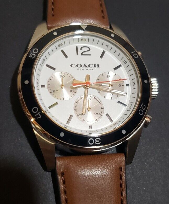 Coach Sullivan Chronograph White Dial Brown Leather Strap Watch for Men - 14602057 Buy Now By Coach