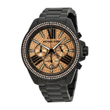 Michael Kors Wren Chronograph Gold Diamonds Dial Black Steel Strap Watch for Women - MK5879 Buy Now By Michael Kors