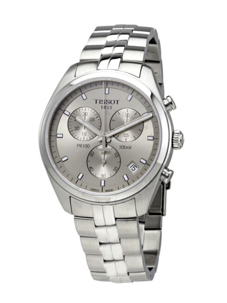 Tissot PR 100 Chronograph Grey Dial Silver Steel Strap Watch for Men - T101.417.11.071.00 Buy Now By Tissot