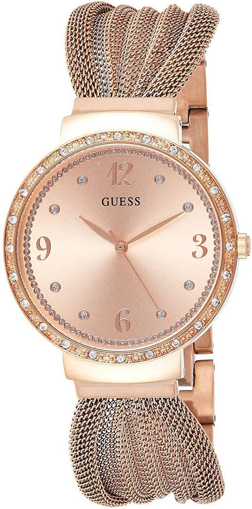 Guess Chiffon Rose Gold Dial Mesh Bracelet Watch For Women - W1083L3 Buy Now By Guess