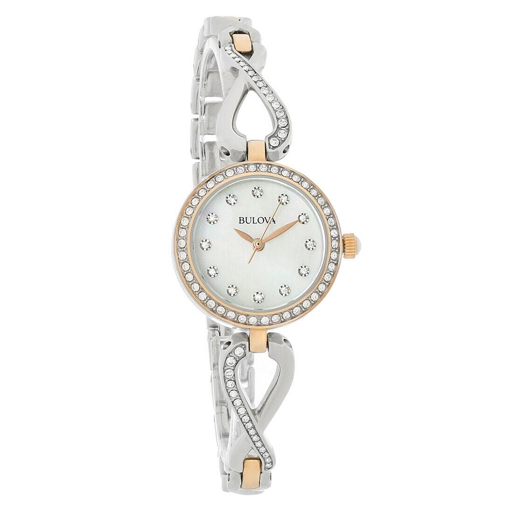 Bulova Crystals Mother of Pearl Dial Two Tone Steel Strap Watch for Women - 98X108 Buy Now By Bulova