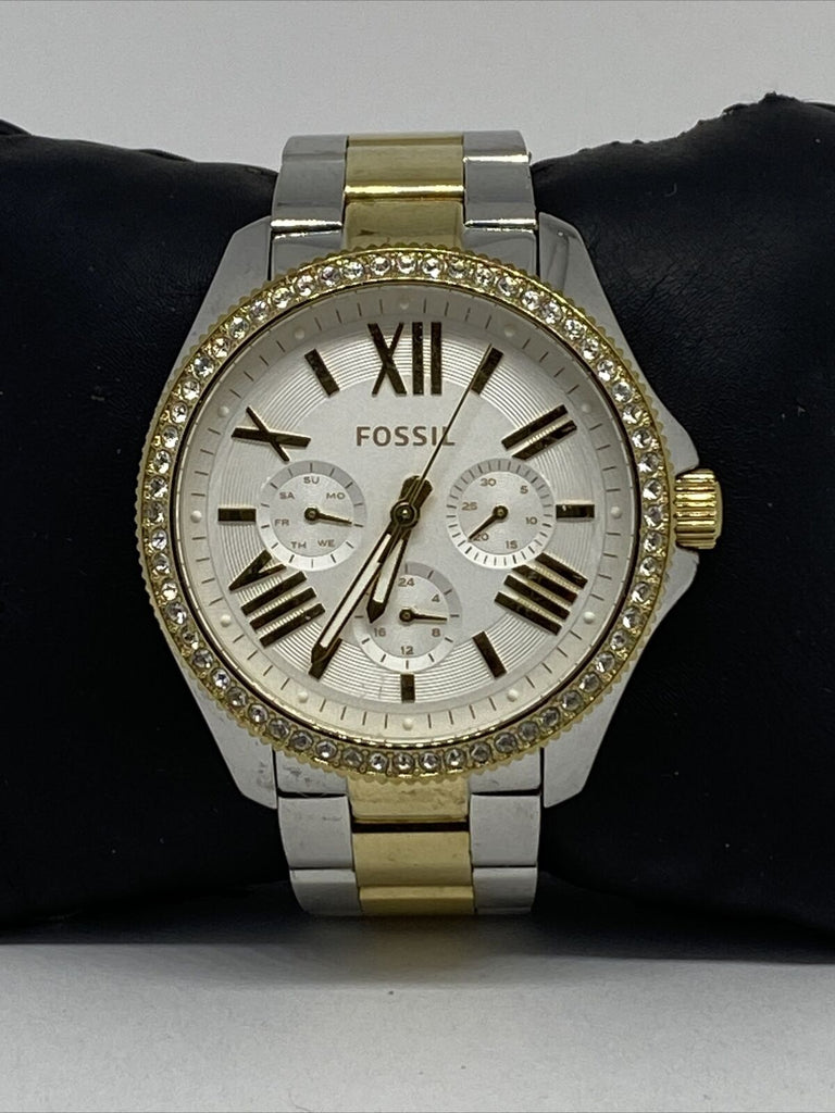 Fossil Cecile White Dial Two Tone Steel Strap Watch for Women - AM4543 Buy Now By Fossil