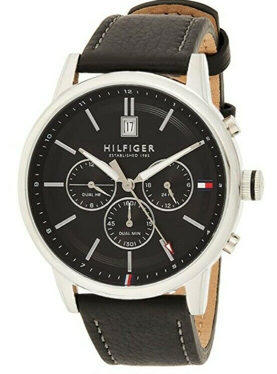 Tommy Hilfiger Kyle Quartz Black Dial Black Leather Strap Watch for Men - 1791630 Buy Now By Tommy Hilfiger
