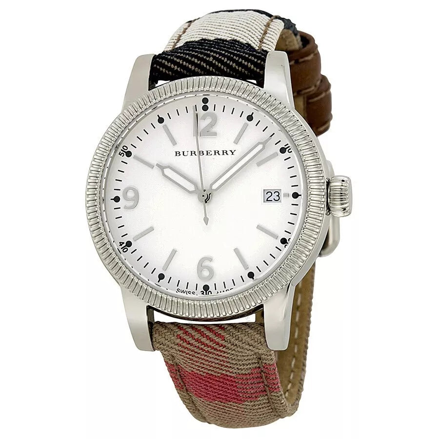 Burberry Utilitarian White Dial Multicolor Leather Strap Watch for Women - BU7824 Buy Now By Burberry