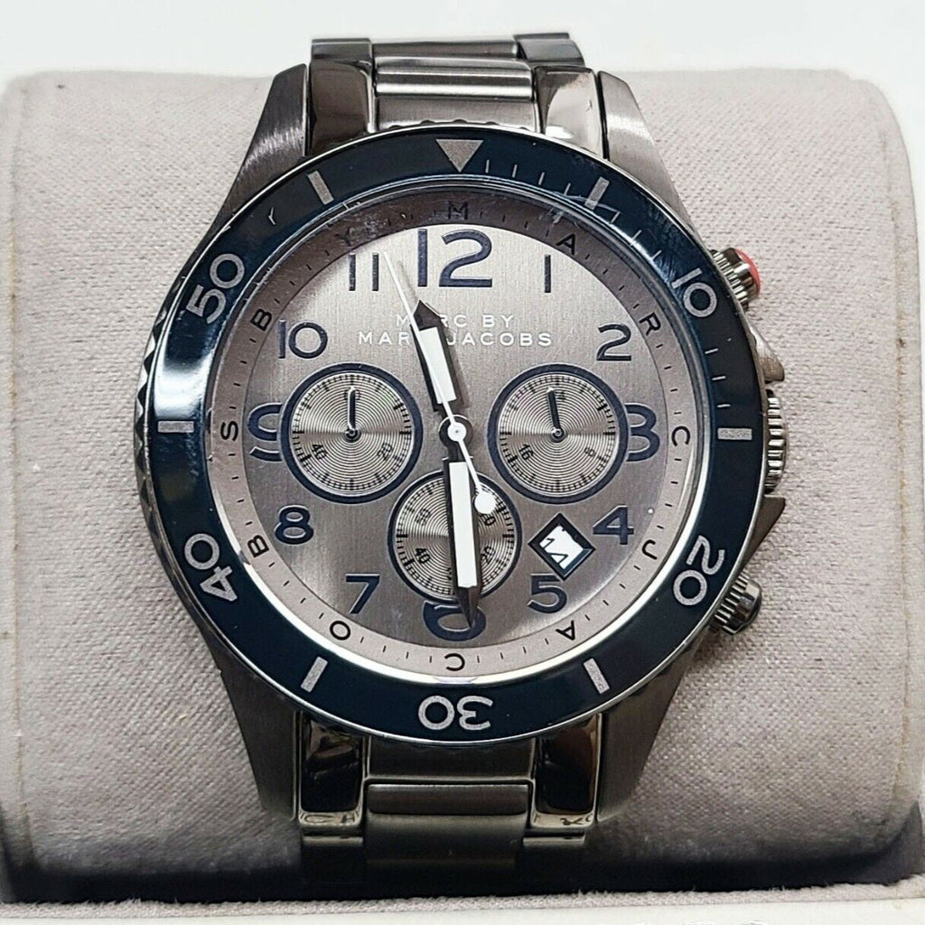 Marc Jacobs Rock Chronograph Silver Dial Silver Steel Strap Watch for Men - MBM5028 Buy Now By Marc Jacobs