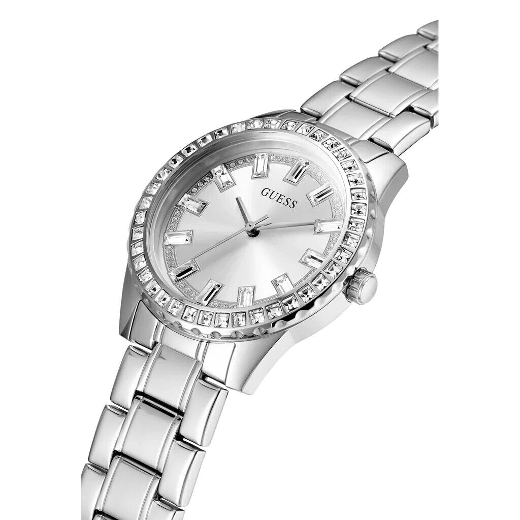 Guess Sparkler Diamonds Silver Dial Silver Steel Strap Watch for Women - GW0111L1 Buy Now By Guess