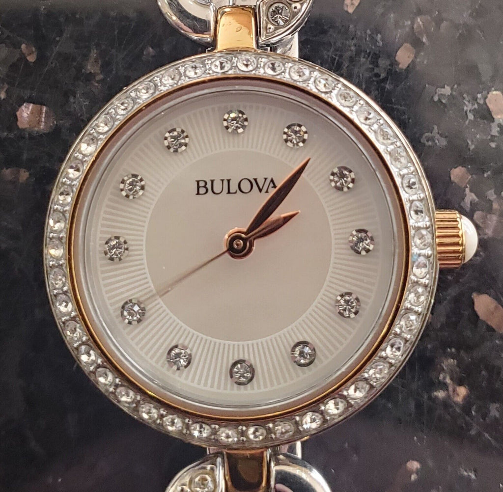 Bulova Crystals Mother of Pearl Dial Two Tone Steel Strap Watch for Women - 98X108 Buy Now By Bulova