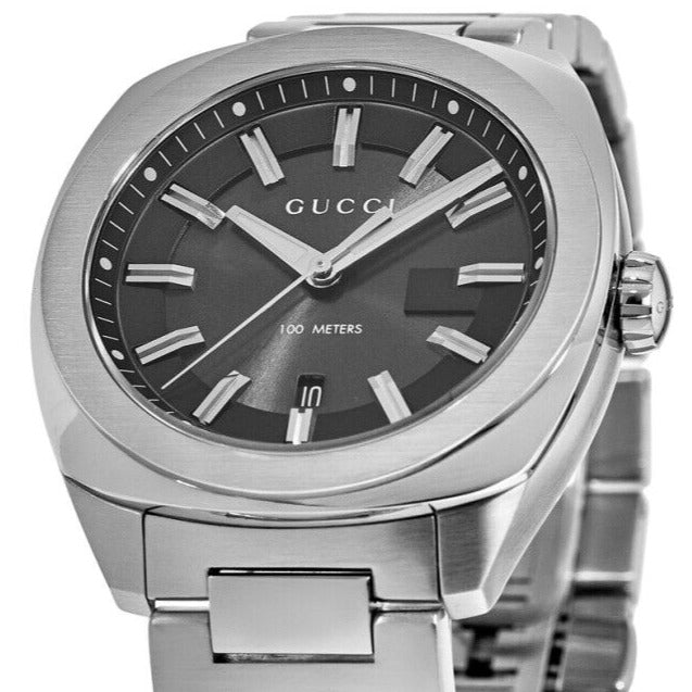 Gucci GG2570 Quartz Black Dial Silver Steel Strap Watch For Men - YA142301 Buy Now By Gucci
