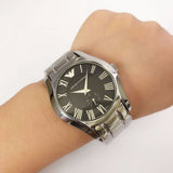 Emporio Armani Valente Black Dial Silver Steel Strap Watch For Men - AR0680 Buy Now By Emporio Armani