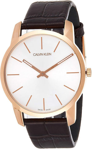 Calvin Klein City Silver Dial Brown Leather Strap Watch For Men - K2G21629 Buy Now By Calvin Klein