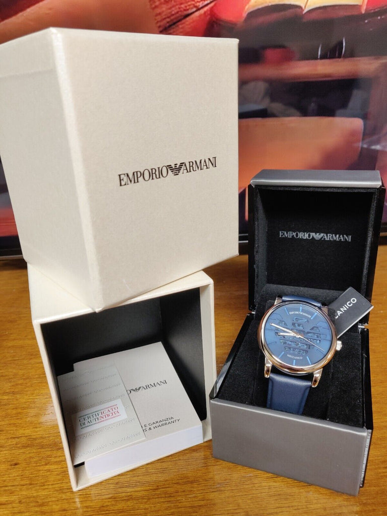Emporio Armani Luigi Automatic Blue Dial Blue Leather Strap Watch For Men - AR60030 Buy Now By Emporio Armani