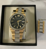 Bulova Crystal Black Dial Two Tone Steel Strap Watch for Men - 98B235 Buy Now By Bulova