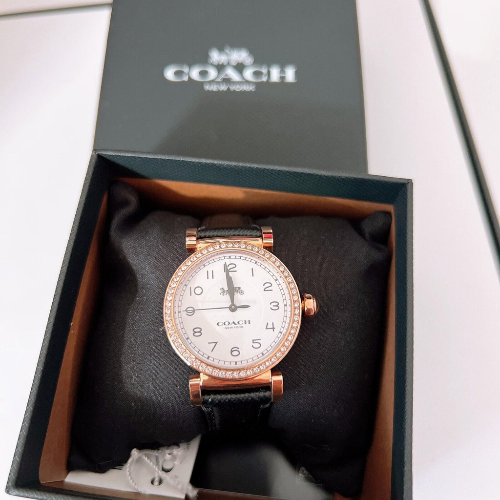 Coach Madison White Dial Black Leather Strap Watch for Women - 14503396 Buy Now By Coach