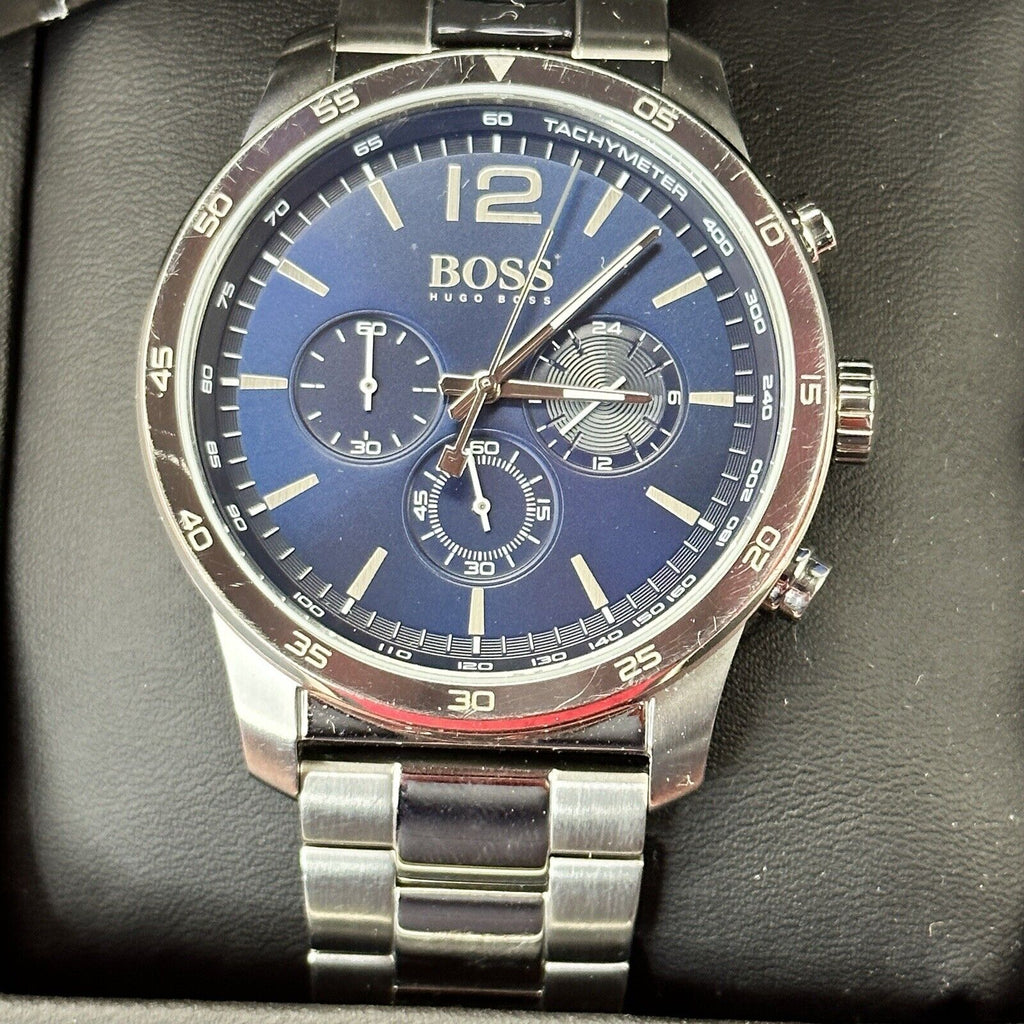 Hugo Boss Professional Chronograph Blue Dial Silver Steel Strap Watch for Men - 1513527 Buy Now By Hugo Boss