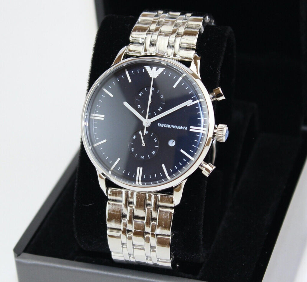 Emporio Armani Gianni Chronograph Blue Dial Silver Steel Strap Watch For Men - AR1648 Buy Now By Emporio Armani