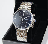 Emporio Armani Gianni Chronograph Blue Dial Silver Steel Strap Watch For Men - AR1648 Buy Now By Emporio Armani