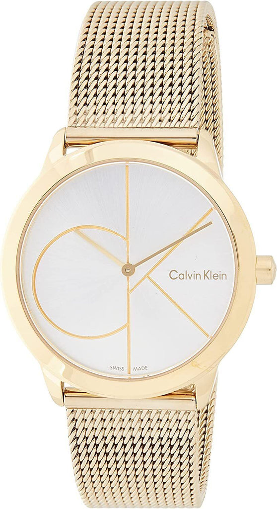 Calvin Klein Minimal Silver Dial Gold Mesh Bracelet Watch for Women - K3M22526 Buy Now By Calvin Klein