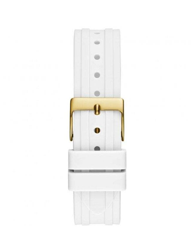 Guess Heiress Diamonds Gold Dial White Rubber Strap Watch for Women - GW0407L2 Buy Now By Guess