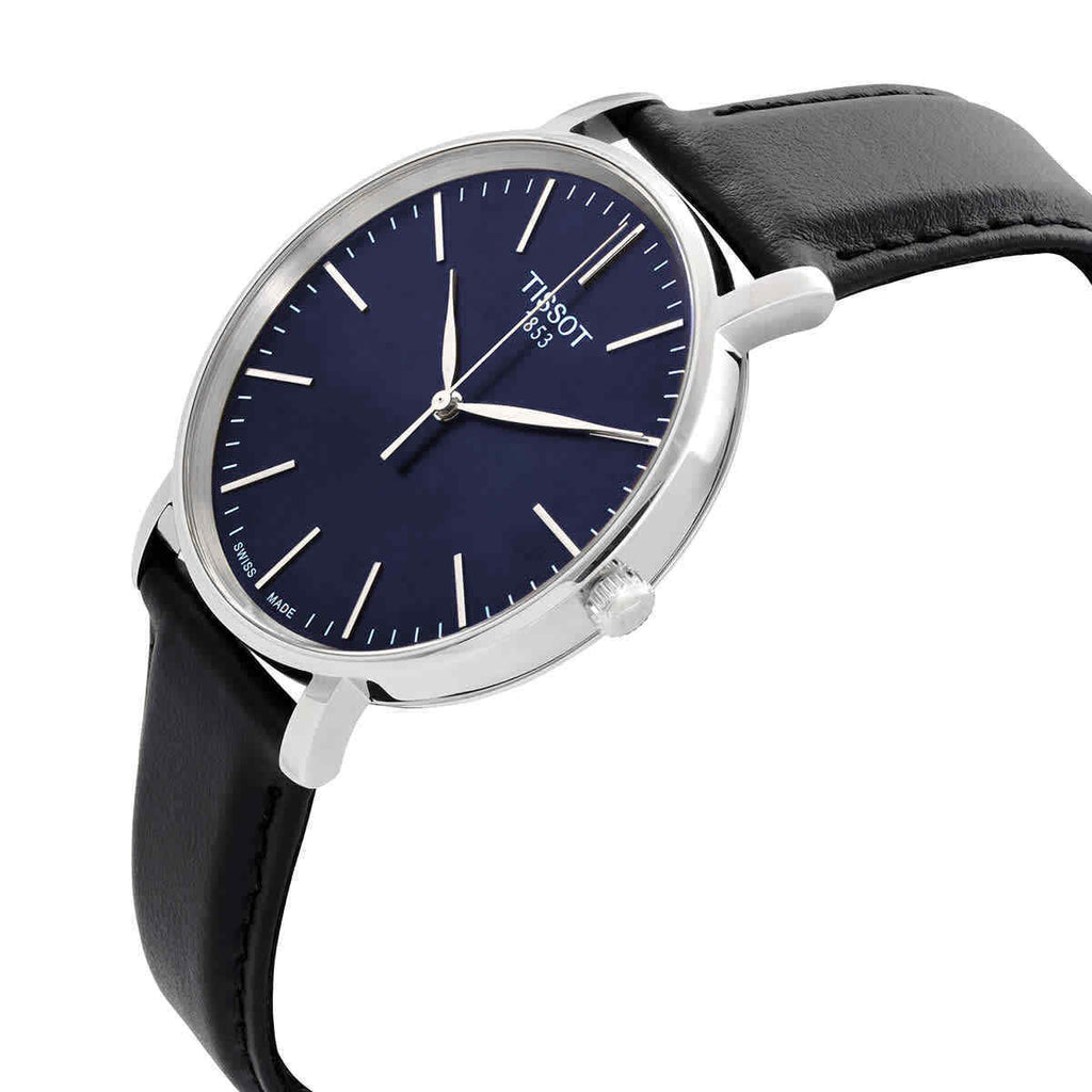 Tissot Everytime Gent Blue Dial Black Leather Strap Watch for Men - T143.410.16.041.00 Buy Now By Tissot