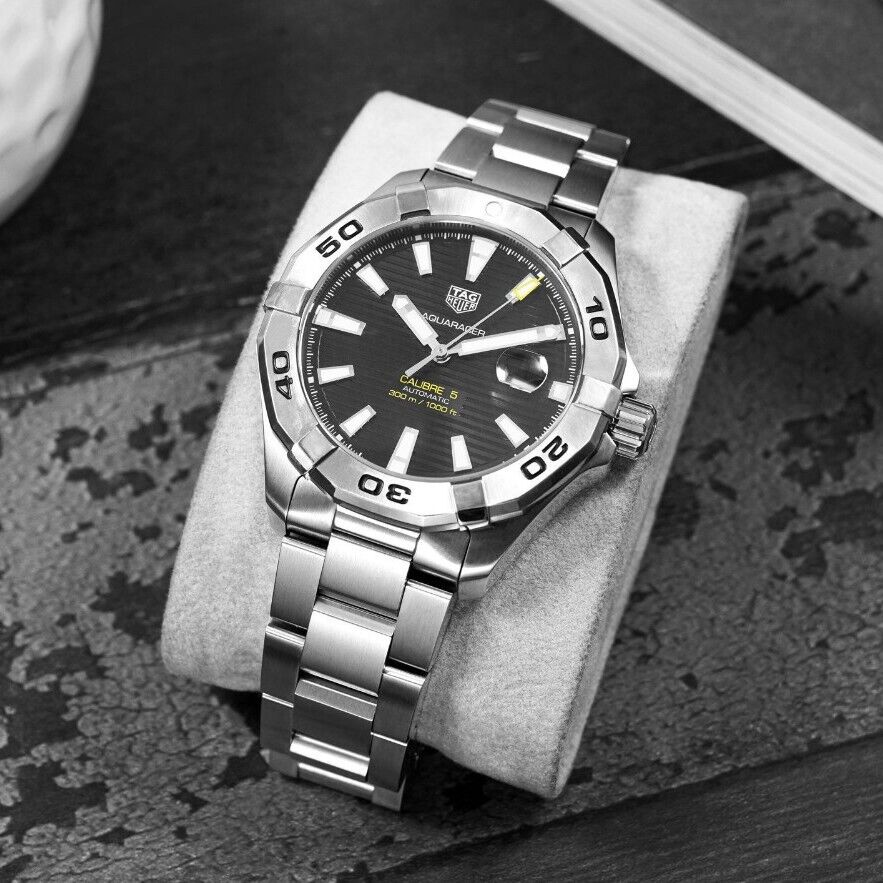 Tag Heuer Aquaracer Automatic Black Dial Silver Steel Strap Watch for Men - WAY2010.BA0927 Buy Now By Tag Heuer