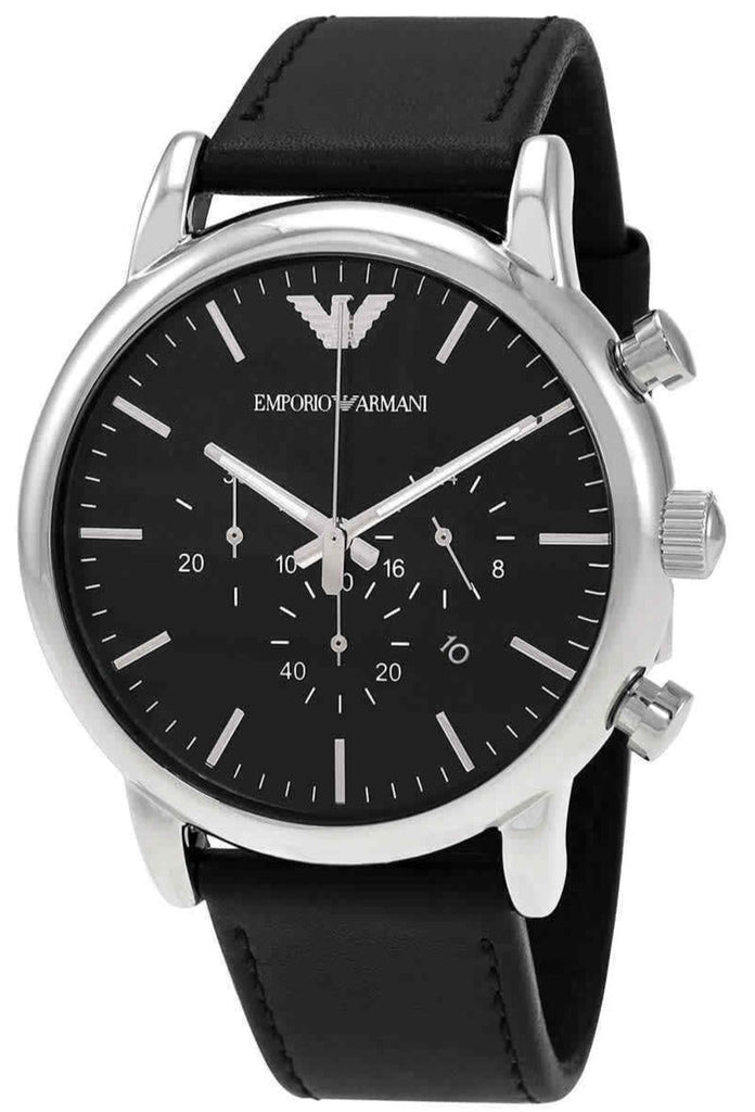 Emporio Armani Luigi Chronograph Black Dial Black Leather Watch For Men - AR1828 Buy Now By Emporio Armani