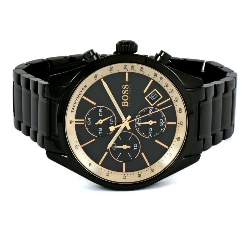 Hugo Boss Grand Prix Black Dial Black Steel Strap Watch for Men - 1513578 Buy Now By Hugo Boss