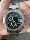 Gucci G Chrono Diamonds Black Dial Silver Steel Strap Watch For Men - YA101324 Buy Now By Gucci