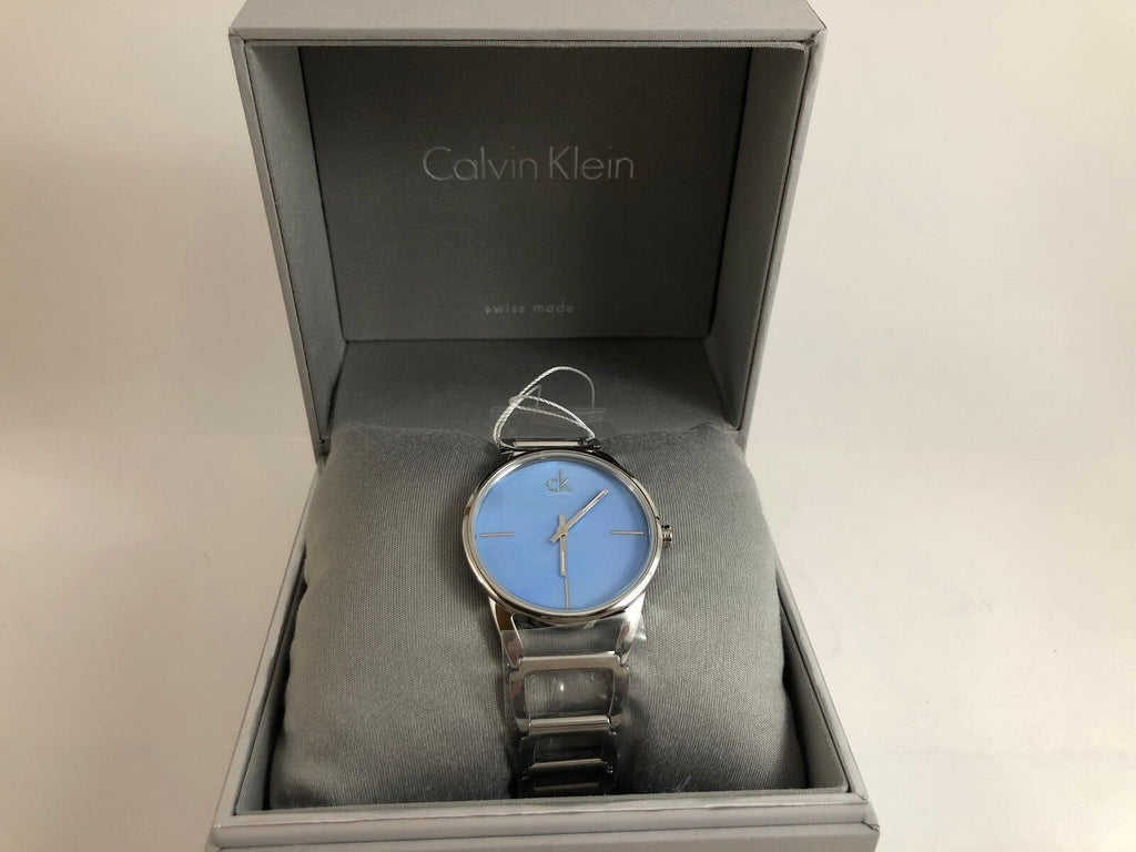 Calvin Klein Stately Blue Mother of Pearl Dial Silver Steel Strap Watch for Women - K3G2312N Buy Now By Calvin Klein