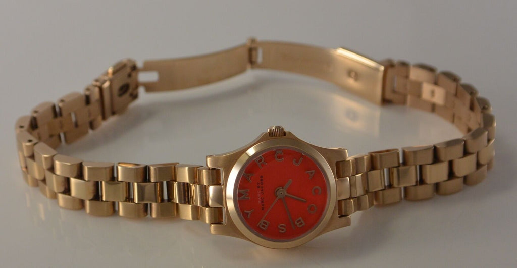Marc Jacobs Henry Dinky Red Dial Gold Steel Strap Watch for Women - MBM3202 Buy Now By Marc Jacobs