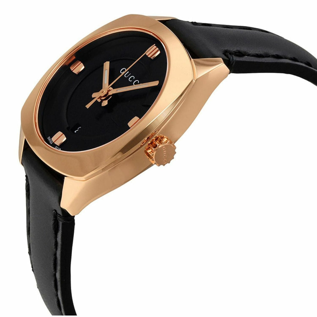 Gucci GG2570 Quartz Black Dial Black Leather Strap Watch For Women - YA142509 Buy Now By Gucci