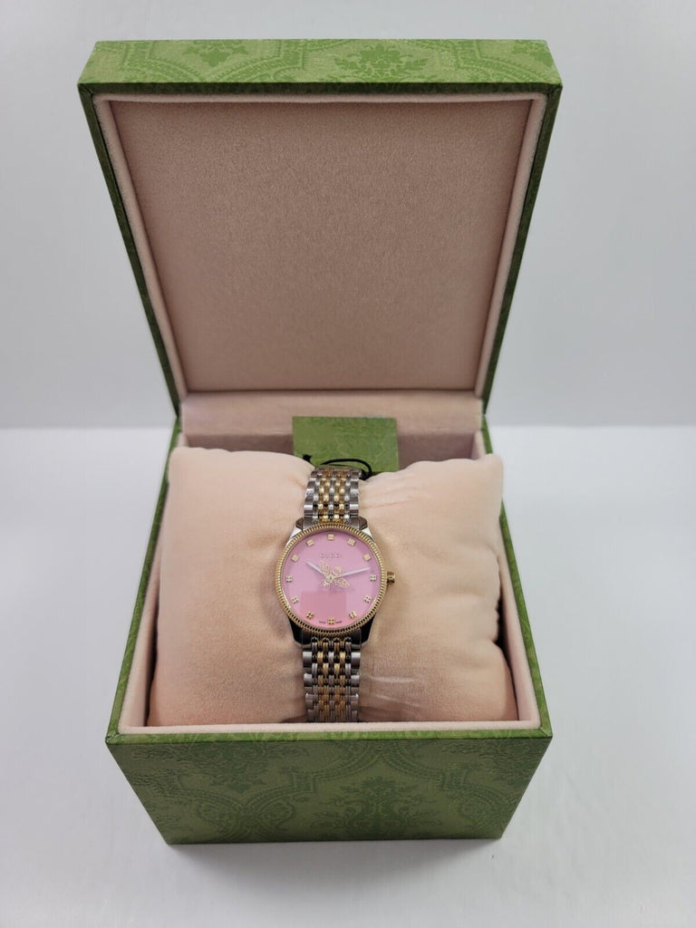 Gucci G Timeless Quartz Pink Dial Two Tone Steel Strap Watch For Women - YA1265030