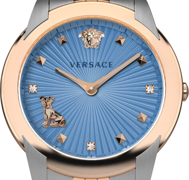 Versace Audrey Quartz Blue Dial Two Tone Steel Strap Watch for Women - VELR00619 Buy Now By Versace