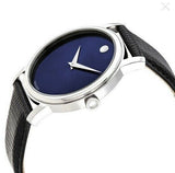 Movado Museum Blue Dial Black Leather Strap Watch For Women - 2100010 Buy Now By Movado
