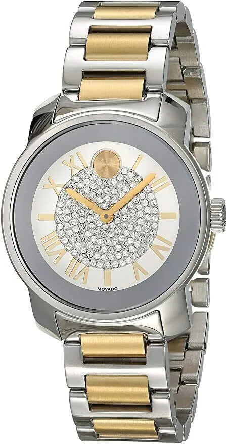 Movado Bold Silver Dial Two Tone Steel Strap Watch For Women - 3600256 Buy Now By Movado