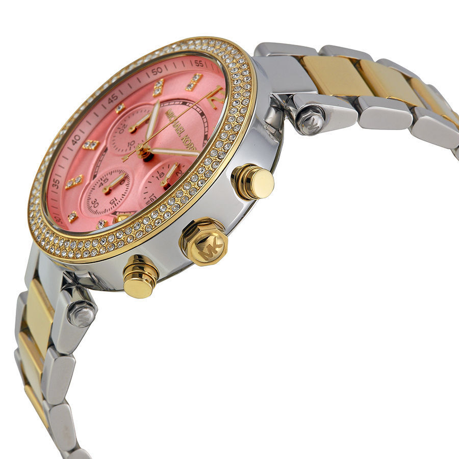Michael Kors Parker Pink Dial Two Tone Steel Strap Watch for Women - MK6140 Buy Now By Michael Kors