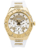 Guess Luna Diamonds White Dial White Rubber Strap Watch for Women - W0653L3 Buy Now By Guess