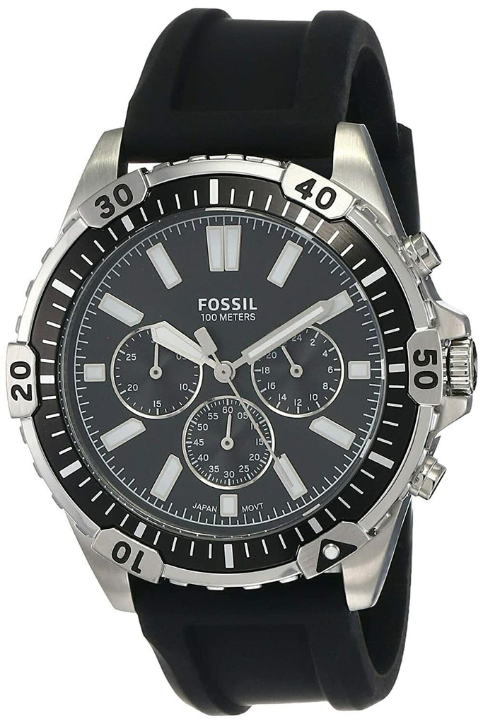 Fossil Garrett Chronograph Black Dial Black Rubber Strap Watch for Men - FS5624 Buy Now By Fossil