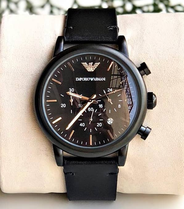 Emporio Armani Dress Chronograph Black Dial Black Leather Strap Watch For Men - AR1918 Buy Now By Emporio Armani