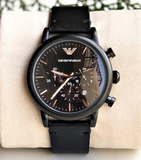 Emporio Armani Dress Chronograph Black Dial Black Leather Strap Watch For Men - AR1918 Buy Now By Emporio Armani
