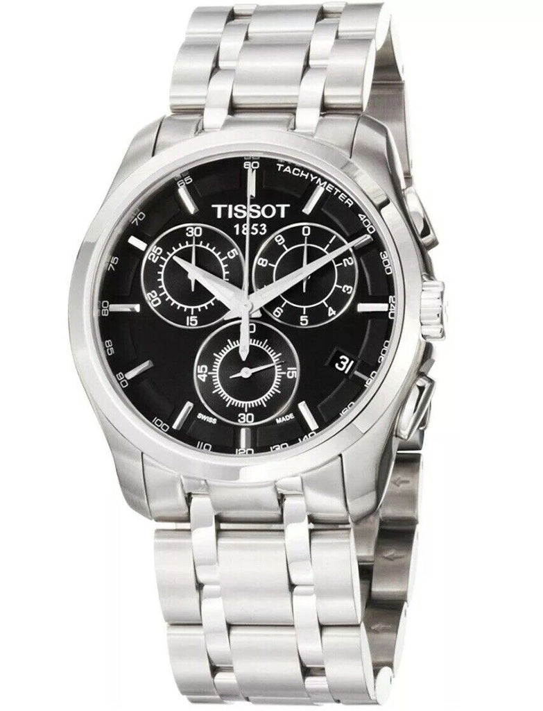 Tissot Couturier Chronograph Black Dial Silver Steel Strap Watch For Men - T035.617.11.051.00 Buy Now By Tissot