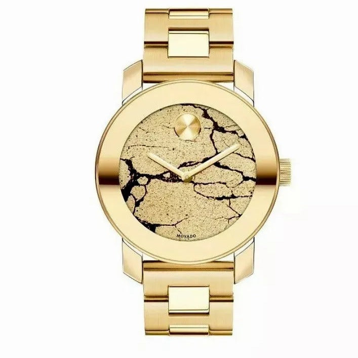 Movado Bold Glitter Gold Dial Gold Steel Strap Watch for Women - 3600346 Buy Now By Movado