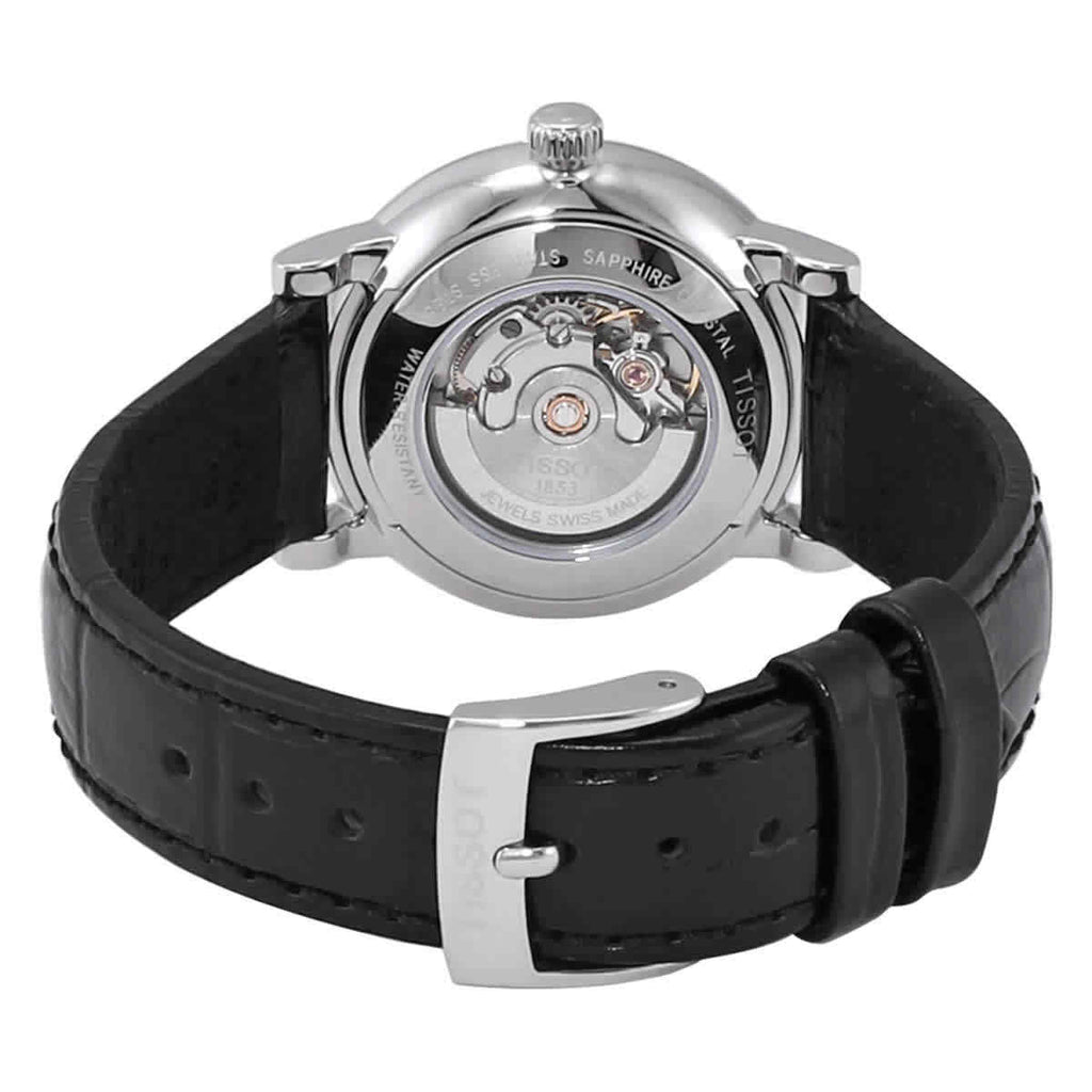 Tissot Carson Premium Automatic Lady Silver Dial Black Leather Strap Watch for Women - T122.207.16.033.00 Buy Now By Tissot