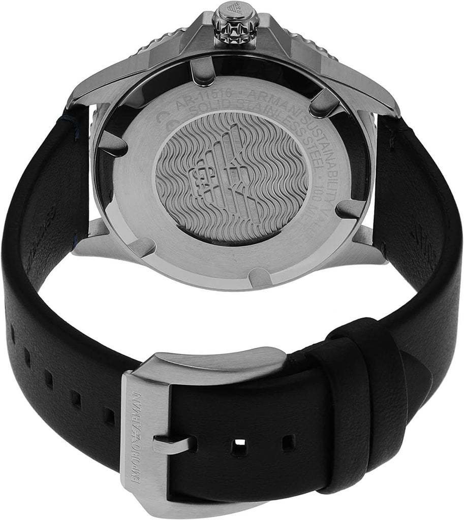 Emporio Armani Diver Three-Hand Quartz Blue Dial Blue Leather Strap Watch For Men - AR11516 Buy Now By Emporio Armani