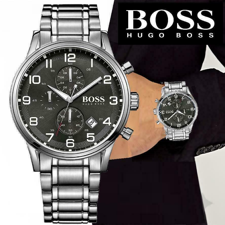 Hugo Boss Aeroliner Black Dial Silver Steel Strap Watch for Men - 1513181 Buy Now By Hugo Boss