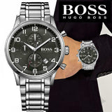 Hugo Boss Aeroliner Black Dial Silver Steel Strap Watch for Men - 1513181 Buy Now By Hugo Boss