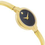 Movado Bela Black Dial Gold Steel Strap Watch For Women - 0606999 Buy Now By Movado