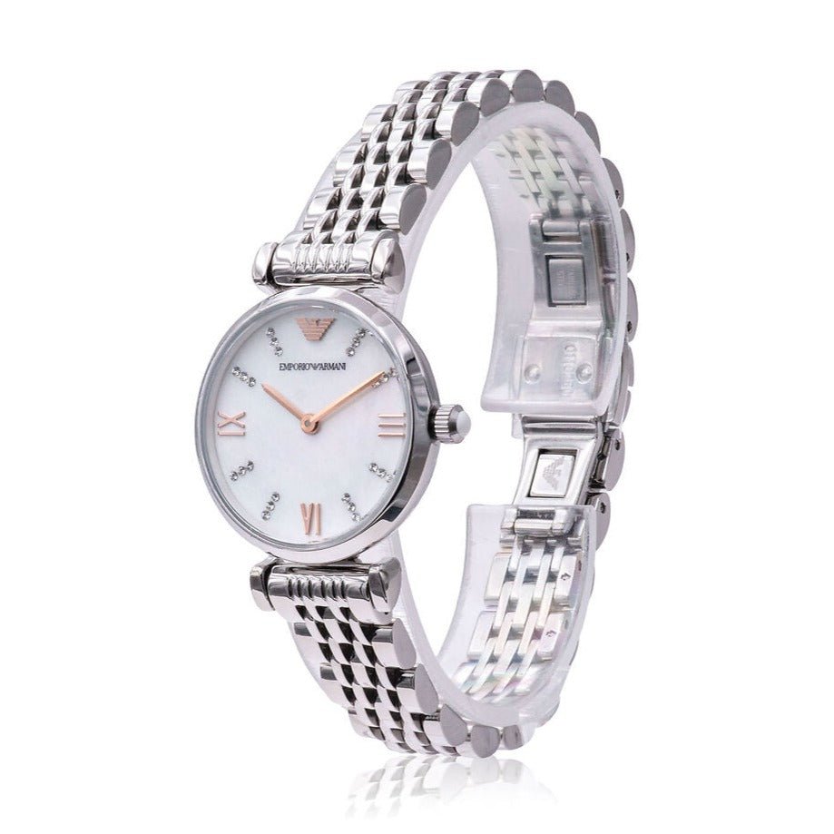 Emporio Armani Donna Mother of Pearl Dial Silver Steel Strap Watch For Women - AR11204 Buy Now By Emporio Armani