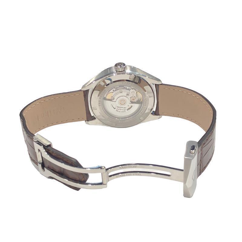 Tag Heuer Carrera Day Date Silver Dial Brown Leather Strap Watch for Men - WBN2011.FC6484 Buy Now By Tag Heuer