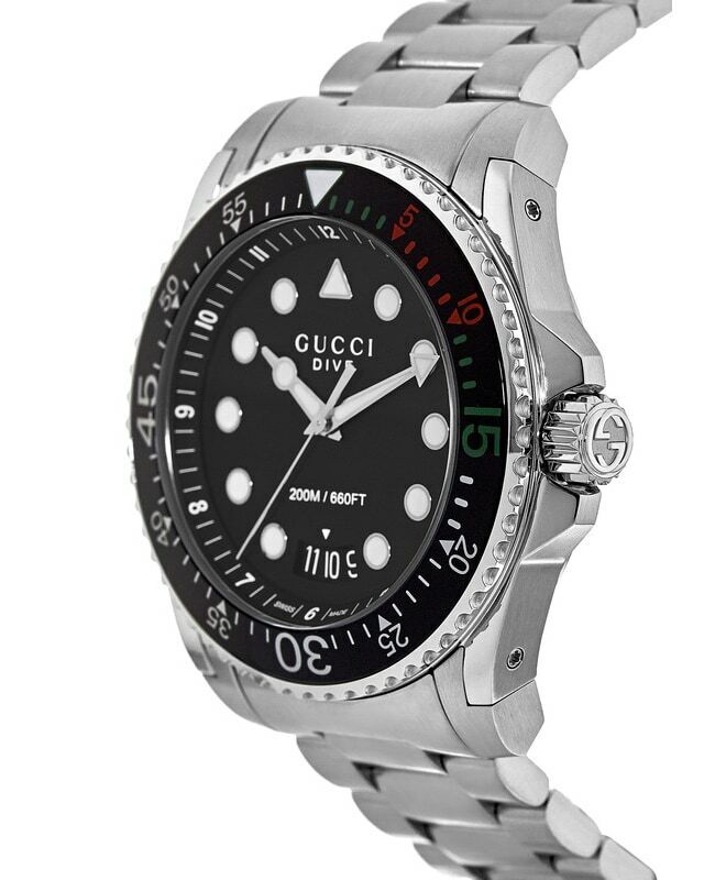 Gucci Dive Analog Black Dial Silver Steel Strap Watch For Men - YA136208 Buy Now By Gucci